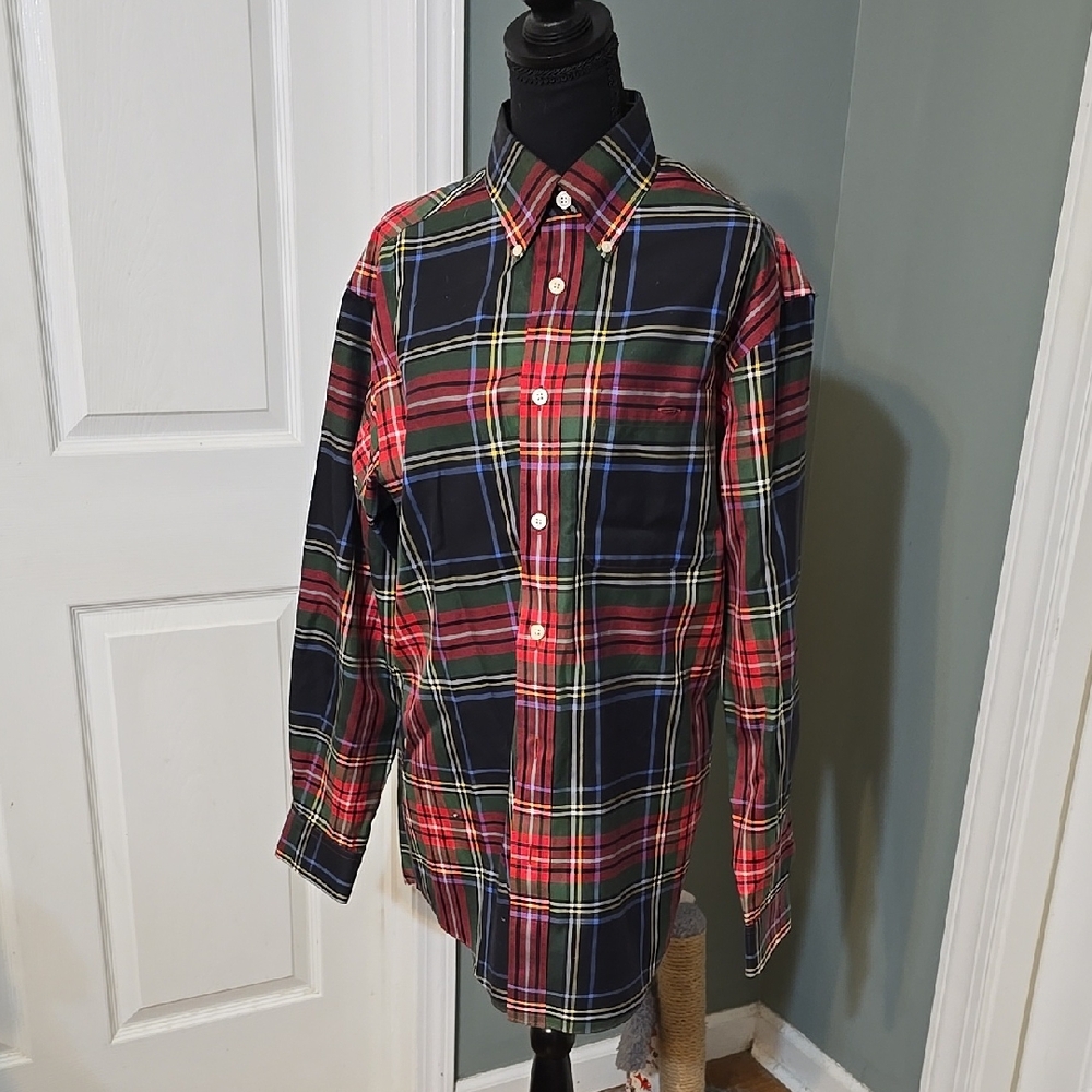 Men's Multicolor Plaid Shirt Orvis Size Medium 100% Cotton..